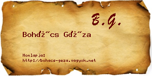 Bohács Géza névjegykártya