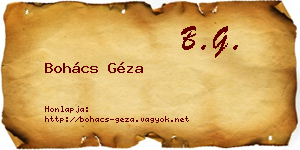 Bohács Géza névjegykártya
