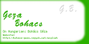 geza bohacs business card