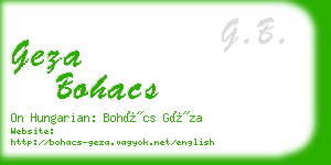 geza bohacs business card